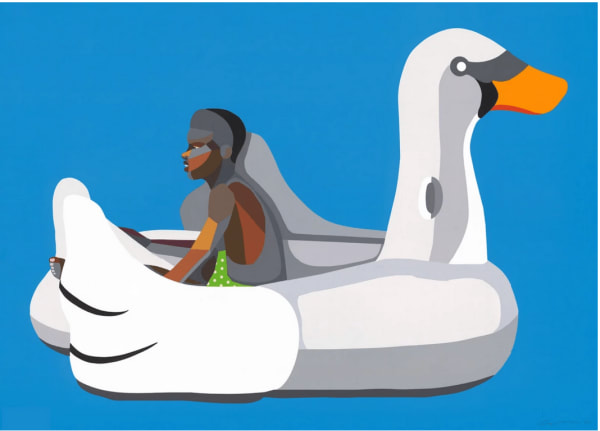 Derrick Adams, Boy on Swan Float, 2020