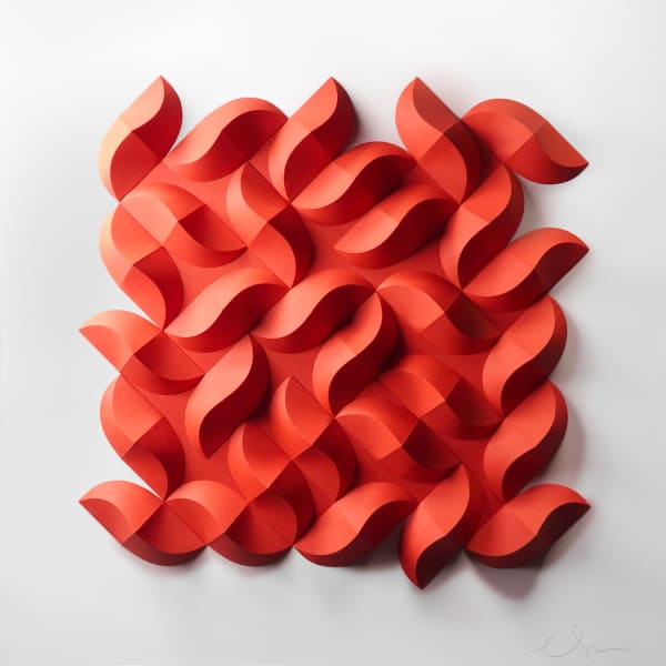 Matthew Shlian, Omoplata 35 - dagger moths in red