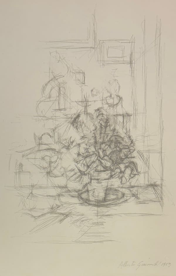 Alberto Giacometti, Vaso con pianta (1959) from Quarantacinque Disegni di Alberto Giacometti, 1963
