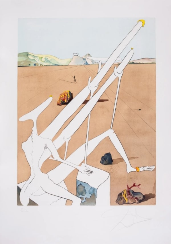 Salvador Dali, Martian Dalí Equipped with a Double Holo-Electronic Microscope, 1974