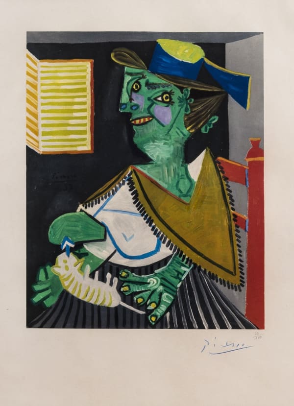 Pablo Picasso, Femme Vert Au Chat, 1955-58