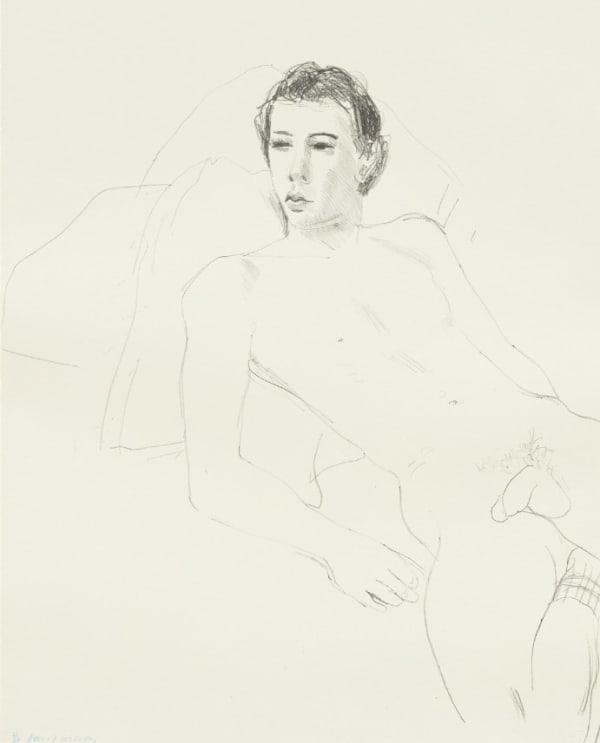 David Hockney, Hand-signed - Gregory Reclining, 1976