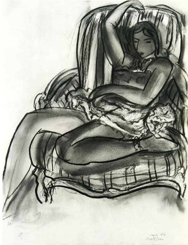 Henri Matisse, Dernières Oeuvres de Matisse Fusain Nu IV, 1958