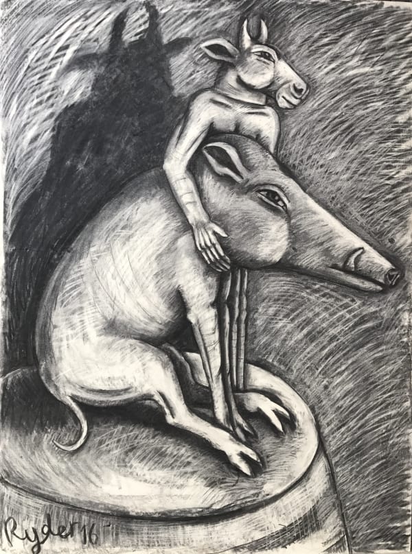 Sophie Ryder, Sitting Minotaur with Boar , 2016