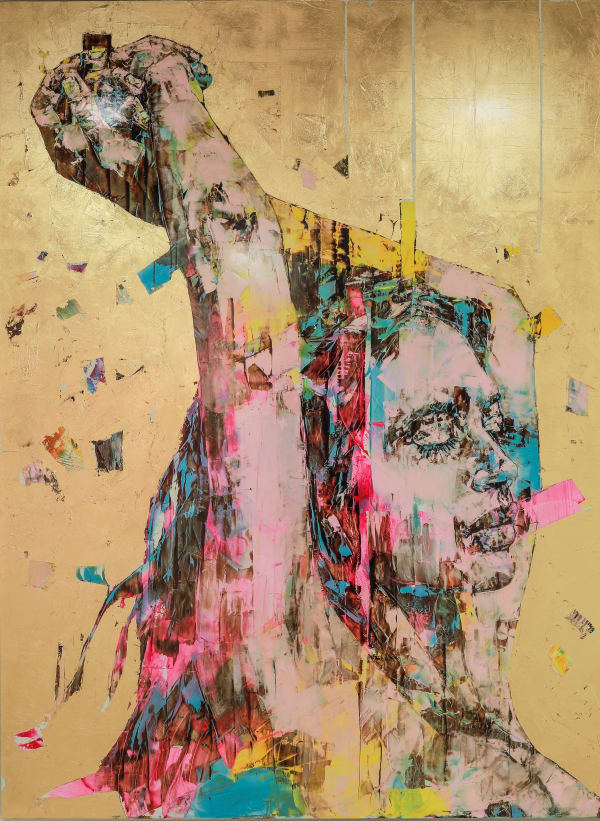 Marco Grassi The Gold Experience, 2022 Oil and resin on aluminium with 24K gold leaf. 200 x 150 cm 78 3/4 x 59 1/8 in