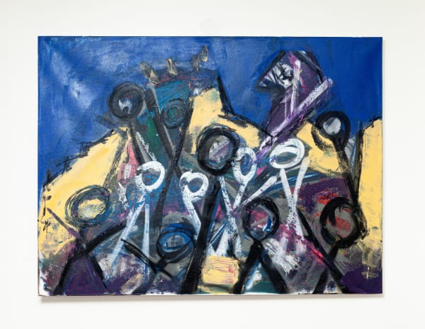 Noman The Battle Within, 2021 Acrylic and oil stick on canvas 122 x 91 cm