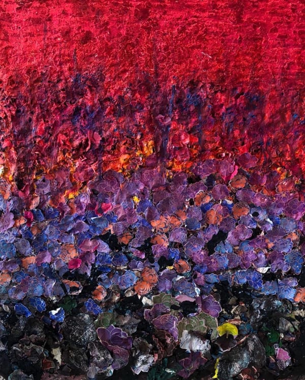 Zhuang Hong Yi Fire and Rain, 2019 Acrylic on fine rice paper mounted on canvas. 250 x 200 cm 98 3/8 x 78 3/4 in