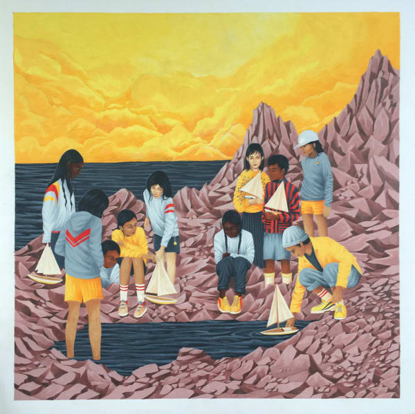 Lucile Gauvain Miniature Boats, 2020 Coloured Pencils on Paper 80 x 80 cm 29 1/2 x 29 1/2 in