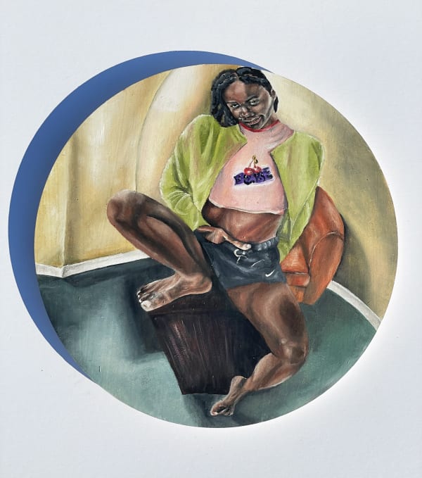 Ekene Maduka 4:45am arumoru , 2021 Oil on Birchwood panel width 38 cm width 15 in