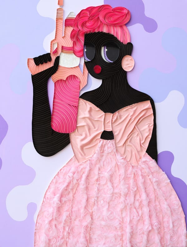 Ayobola Kekere-Ekun Obba Water Fight II, 2024 Mixed Media (Paper Strips, Fabric and Acrylic on Canvas) 122 x 91 cm 48 x 35 7/8 in