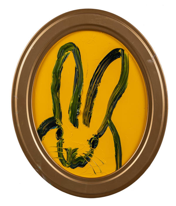 Hunt Slonem Jet, 2023 Oil on Wood black outline bunny, yellow 35.6 x 27.9 cm 14 x 11 in