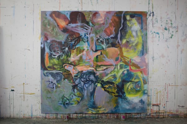 Hannes Schauer Oktay, 2024 Acrylic Paint and Antique Ink on Primed Canvas 150 x 150 cm 59 x 59 in