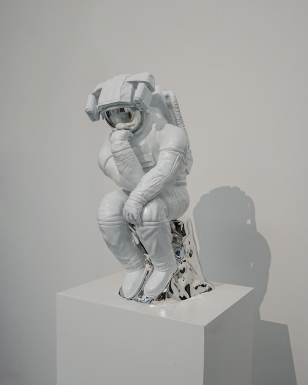 Joseph Klibansky The Thinker, 2024 Signed Painted and sterling silver plated bronze. 60 x 36 x 26 cm 23 5/8 x 14 1/8 x 10 1/4 in