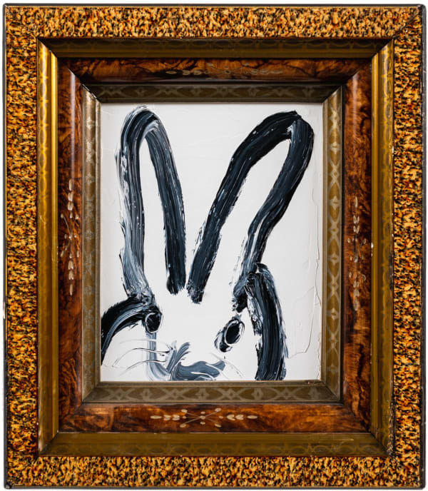 Hunt Slonem Lake Charles, 2022 Oil on Wood Black outline bunny, white 25.4 x 20.3 cm 10 x 8 in
