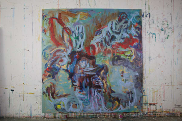 Hannes Schauer Neureid, 2024 Acrylic Paint and Antique Ink on Primed Canvas 150 x 150 cm 59 x 59 in