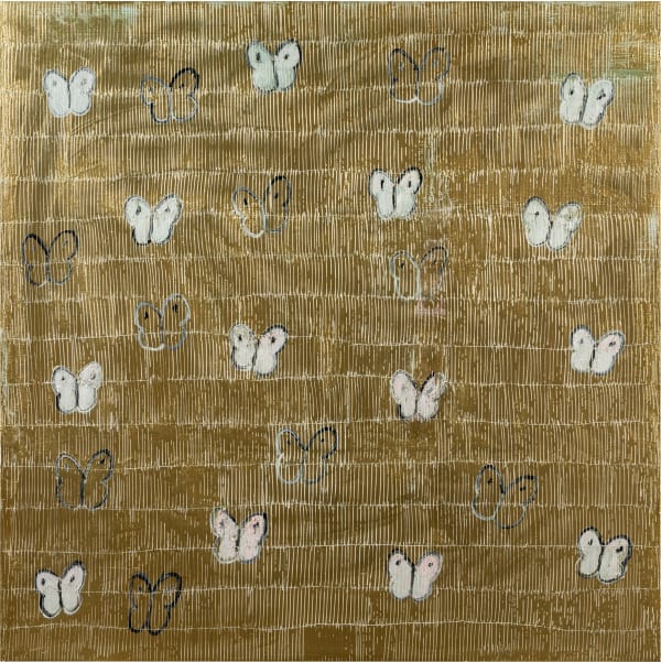 Hunt Slonem White Ascension Light , 2023 Oil on Canvas White butterflies, gold scored 152.4 x 152.4 cm 60 x 60 in