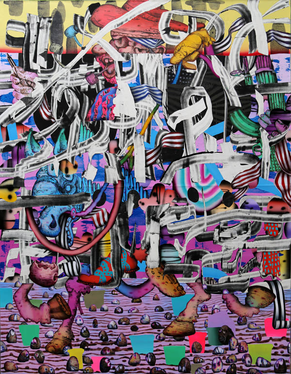 Carlson Hatton Stomping on everything, 2021 Acrylic on paper on canvas. 132.7 x 101.6 cm 52 1/4 x 40 in