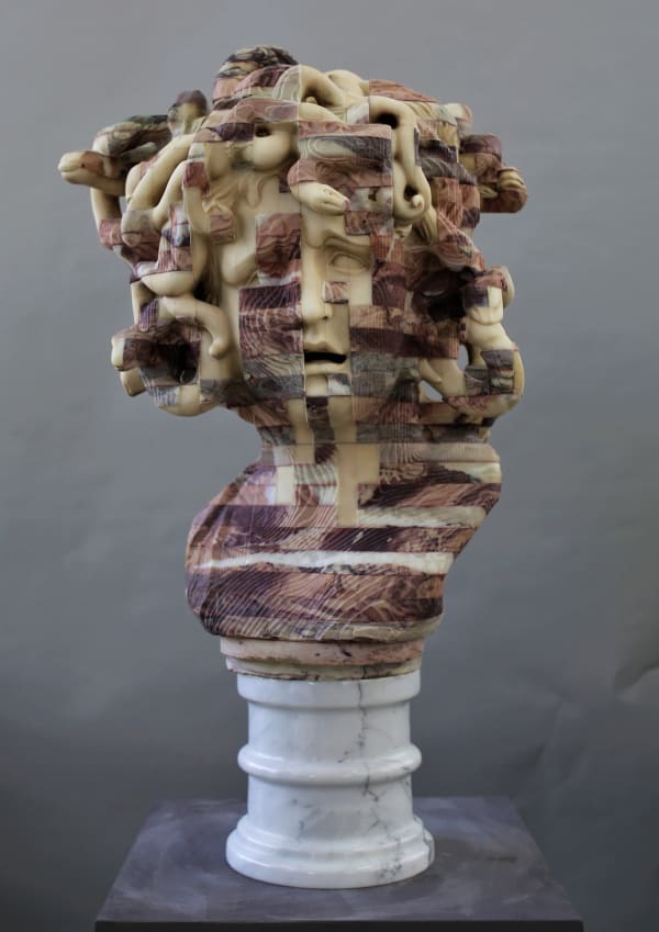 Seungwan Park Coexistence - Medusa, 2022 White and pink marble 80 x 45 x 40 cm 31 1/2 x 17 3/4 x 15 3/4 in