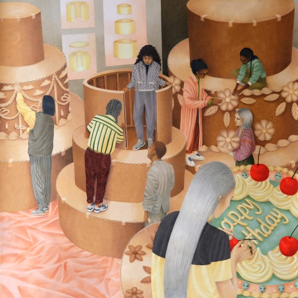 Lucile Gauvain Jour De Fête, 2022 Coloured pencils on paper 100 x 100 cm 39 3/8 x 39 3/8 in