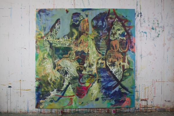 Hannes Schauer Deach, 2024 Acrylic Paint and Antique Ink on Primed Canvas 150 x 150 cm 59 x 59 in