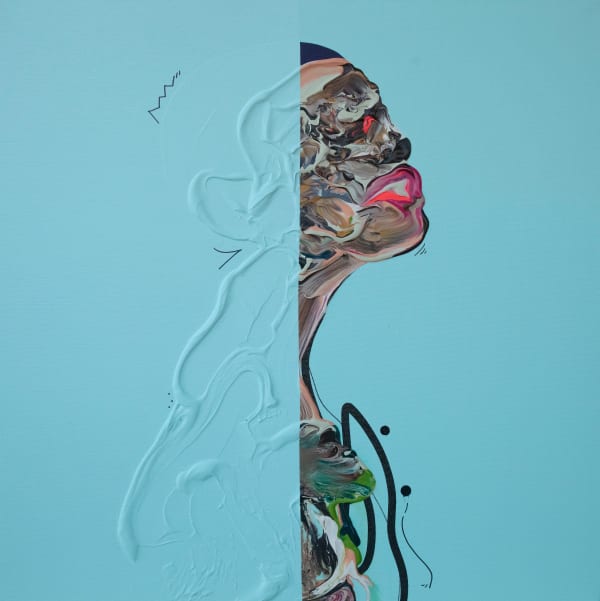 Vladinsky Observer No. 0004, 2025 Acrylic and Special Molding Paste 82 x 82 cm 32 1/4 x 32 1/4 in