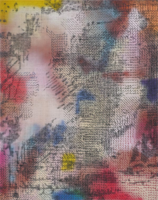 A multicolored, brightly colored abstract painting.