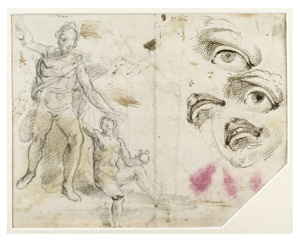 Alessandro Casolani (Siena, 1552-1606) Studies of Putti in various Poses (recto); Study of a Male and Female Figure, Study of a Face (verso) pen and ink (recto); black chalk, pen, brown ink and black ink (verso) 8 x 10 1/2 in 20.3 x 26.7 cm