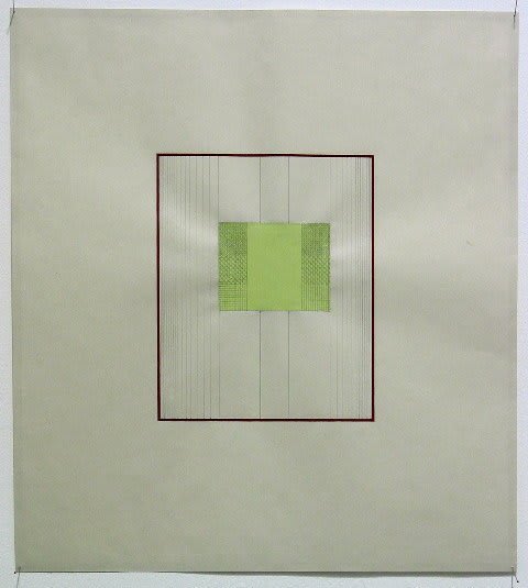 Susan Marie Dopp Green Central Rectangle, 2004 gouache and graphite on mulberry KITIKATA paper 16 x 14 x 1 inches (unframed) 40.6 x 35.6 x 2.5 cms