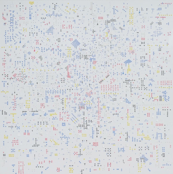 Marco Maggi ECONOMY OF ATTENTION (white), 2024 cut paper on Dibond 12 x 12 in 30.5 x 30.5 cm