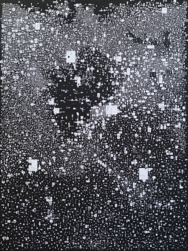 Marco Maggi, Waiting to Surface (white on black), 2019