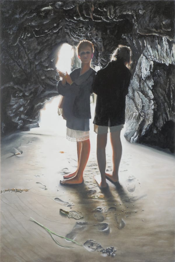 Tim Hawkinson Sanddollar Cave, 2021 oil on panel 11 1/4 x 7 1/2 in 28.6 x 19.1 cm