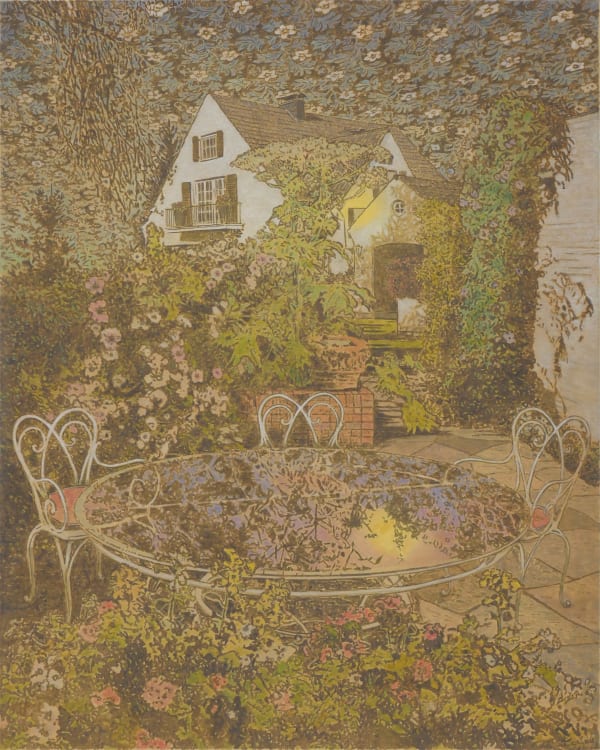 Stefan Kürten Too Beautiful to Last, 2023 acrylic, ink and mother of pearl on linen 39 1/4 x 31 1/2 in 100 x 80 cm