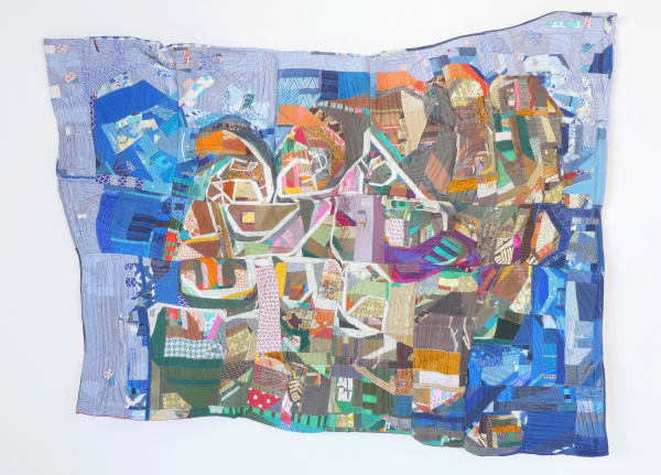 Mansur Nurullah Waves of Change and History Re-asserts Itself, 2020-21 found textiles, polyester felt, found herbs, thread, grommets 70 x 88 in 177.8 x 223.5 cm