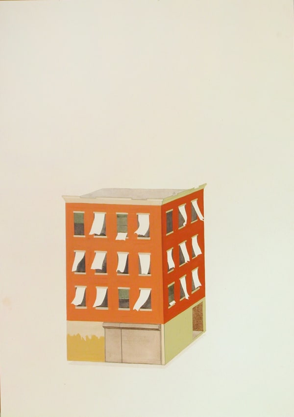 Chris Ballantyne Untitled Building (Curtains), 2008 acrylic on paper 20 x 16 inches 50.8 x 40.6 cms