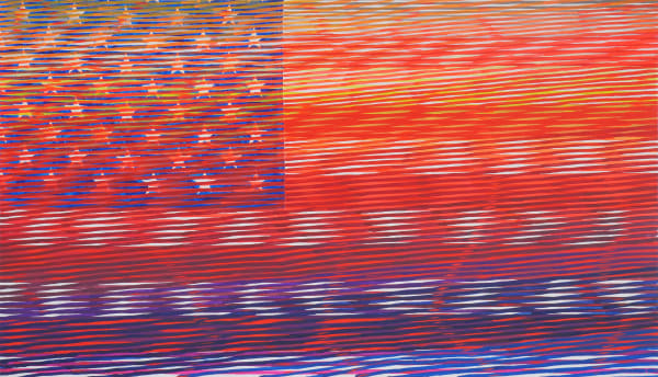 A distorted American flag.