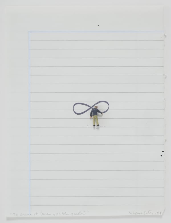 Liliana Porter, To Draw It (man with blue sweater), 2021