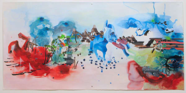 Baseera Khan Reductive Histories of Saag Paneer, 2009 acrylic ink on paper 45.5 x 89.5 inches 115.6 x 227.3 cms