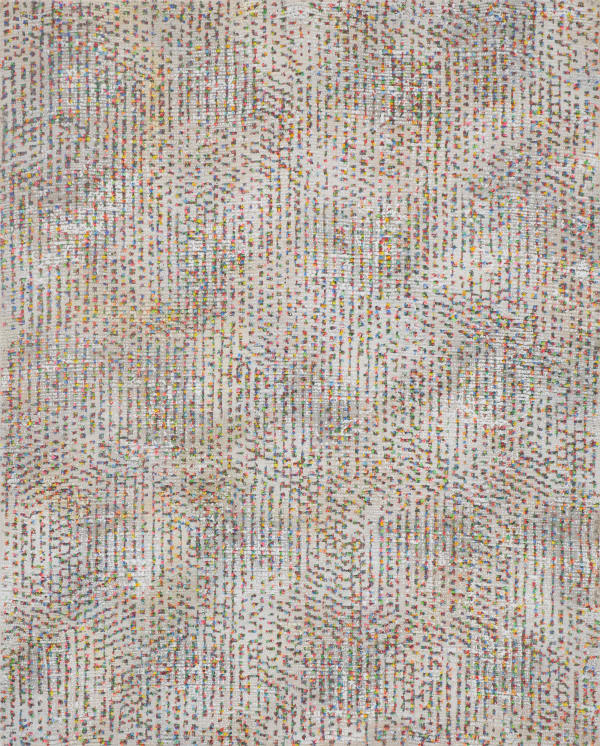 A multicolored abstract painting.