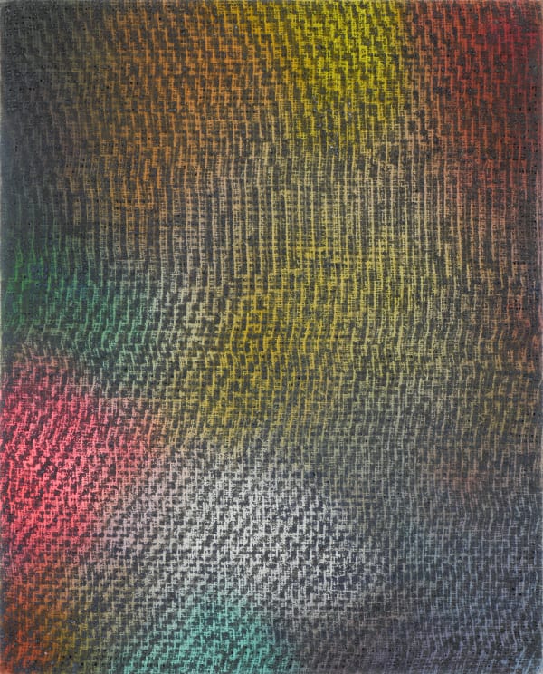 A multicolored, brightly colored abstract painting.