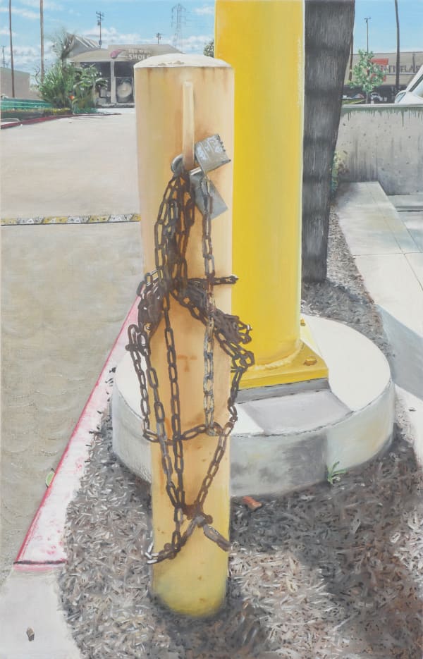 Tim Hawkinson Flagellation Post, 2022 oil on panel 10 7/8 x 7 in 27.6 x 17.8 cm