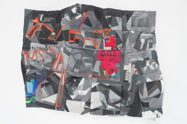 Mansur Nurullah (b. 1972)Brother's Keeper (How Rivers Become Orange), 2016 outdoor fabric scraps, truck tarp, batting, thread 38 x 49 in 96.5 x 124.5 cm