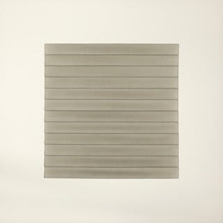 Against white background, thin dark brown horizontal lines cut across green square-shaped color field.