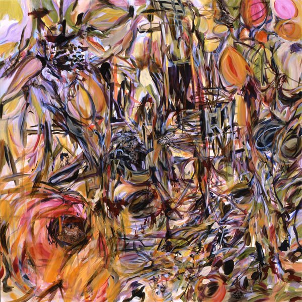 Naomie Kremer Cockfight, 2005 oil on canvas 42 x 42 inches