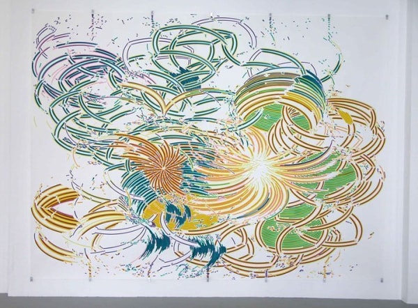 Gerhard Mayer High Resolution Imaging Spectrometer, 2005 colored ink on paper and 14 metal clips 88 1/4 x 118 in 224.2 x 299.7 cm