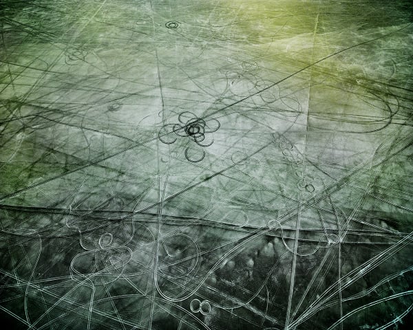 Michael Light Salt Tracks Looking North, Pleistocene Lake Bonneville, Wendover, Utah, 2017 pigment print 24 x 30 in 61 x 76.2 cm