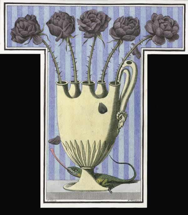 Ruth Marten "Flora", 18th century altered intaglio, 2008 water color on paper 7.5 x 7 inches 19 x 18 cms