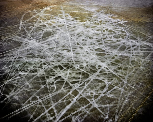 Michael Light Salt Tracks Looking East, Pleistocene Lake Bonneville, Wendover, Utah, 2017 pigment print 40 x 50 in 101.6 x 127 cm
