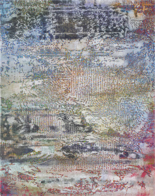 Jutta Haeckel (b. 1972)Amunas I, 2023 acrylic on jute 59 x 74 3/4 in 150 x 190 cm