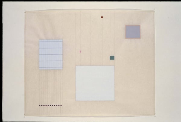 Susan Marie Dopp 2 Blues, 1 Lavender, 2005 gouache and graphite on mulberry paper 30.375 x 24.375 inches unframed 77.1525 x 61.9125 cms