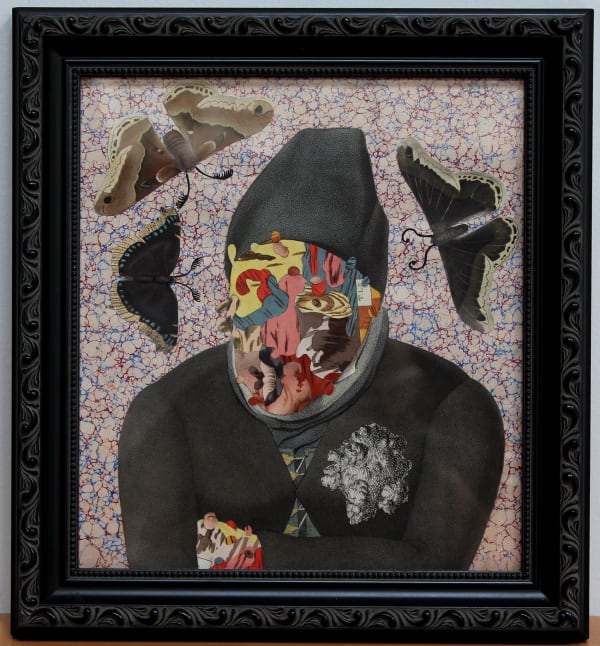 Ruth Marten Leper 6, 2012 collage and watercolor on 18th century print 11 1/2 x 12 inches